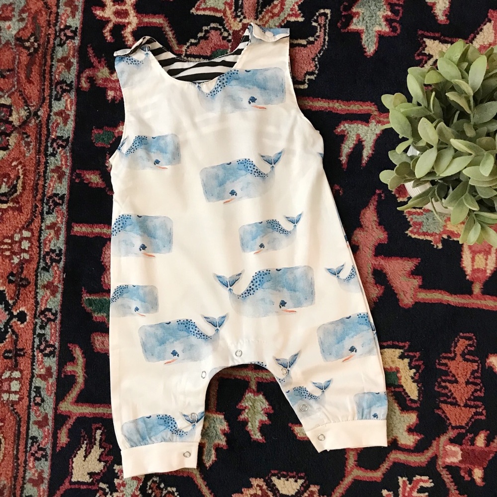 NWOT whale print sleeveless romper